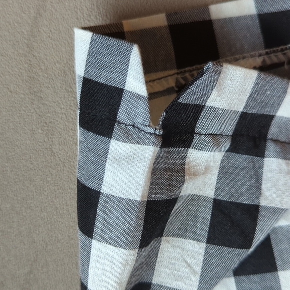 Kirious Los Angeles Gingham Button Down Cropped Boxy Top Black White Small - Picture 5 of 8